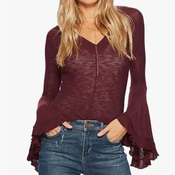 NWT Free People Free People Soo Dramatic Long Sleeve Top Plum Size M NEW - Picture 13 of 13